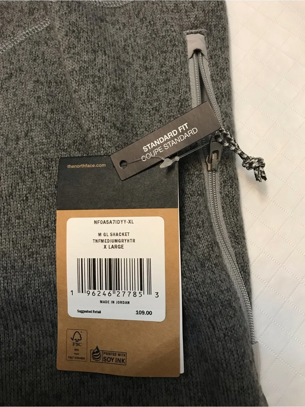 The North Face Men's Gray Two-Tone Fleece Snap Jacket